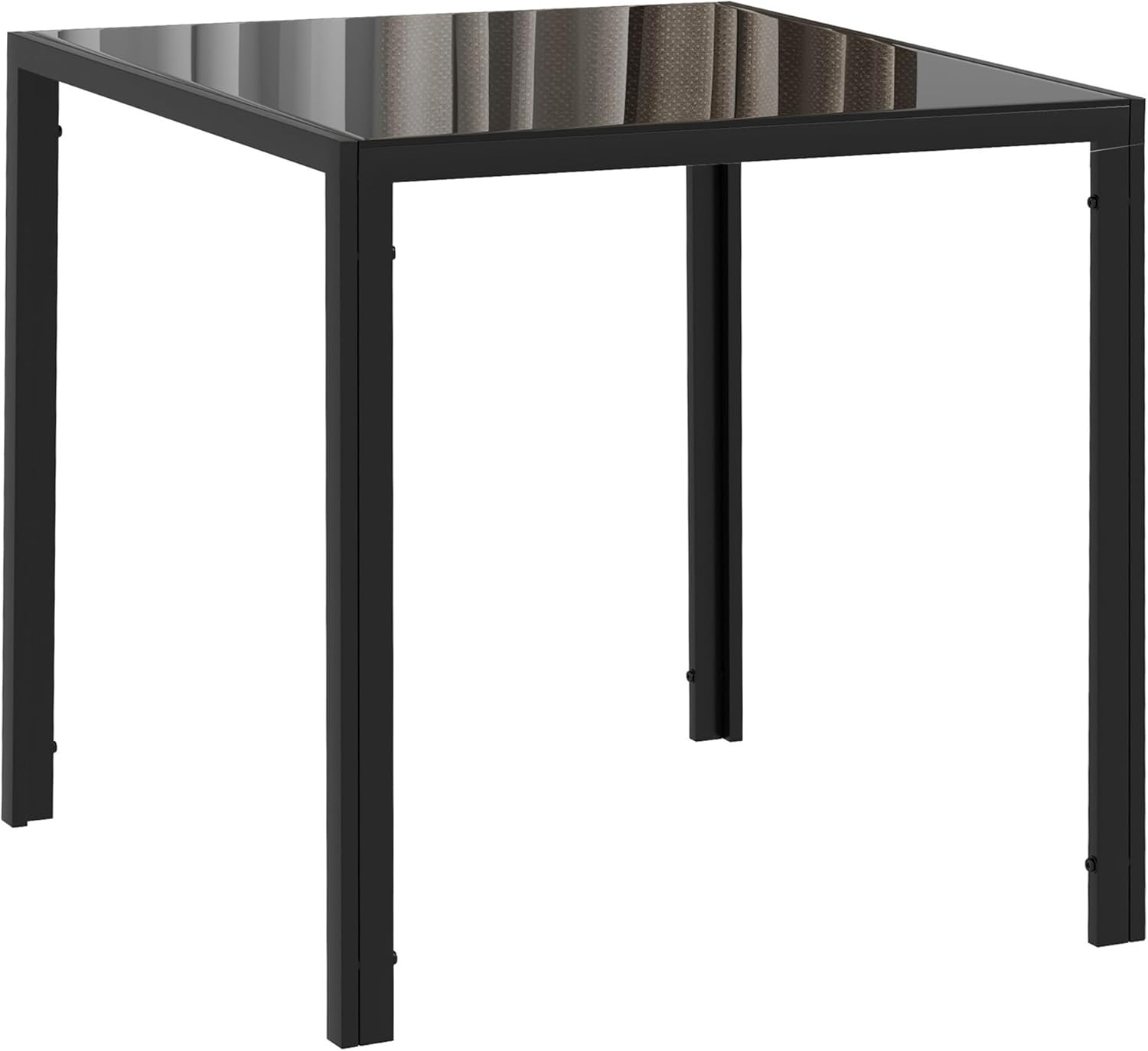 HOMCOM Esszimmertisch 75 x 75 cm, Quadratischer Küchentisch für 4 Personen, Esstisch aus Hartglas mit Metallbeine, moderner Tisch für Küche, Esszimmer und Wohnzimmer, Schwarz