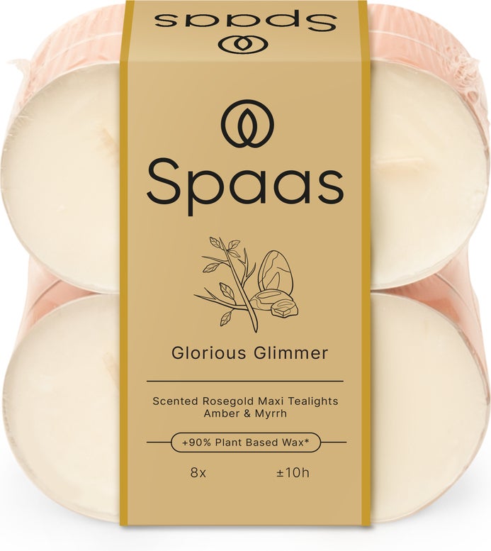 Spaas geurkaars Iconic Collection Glorius Glimmer crème 10 uur D 6 H 2,1 cm 8 stuks