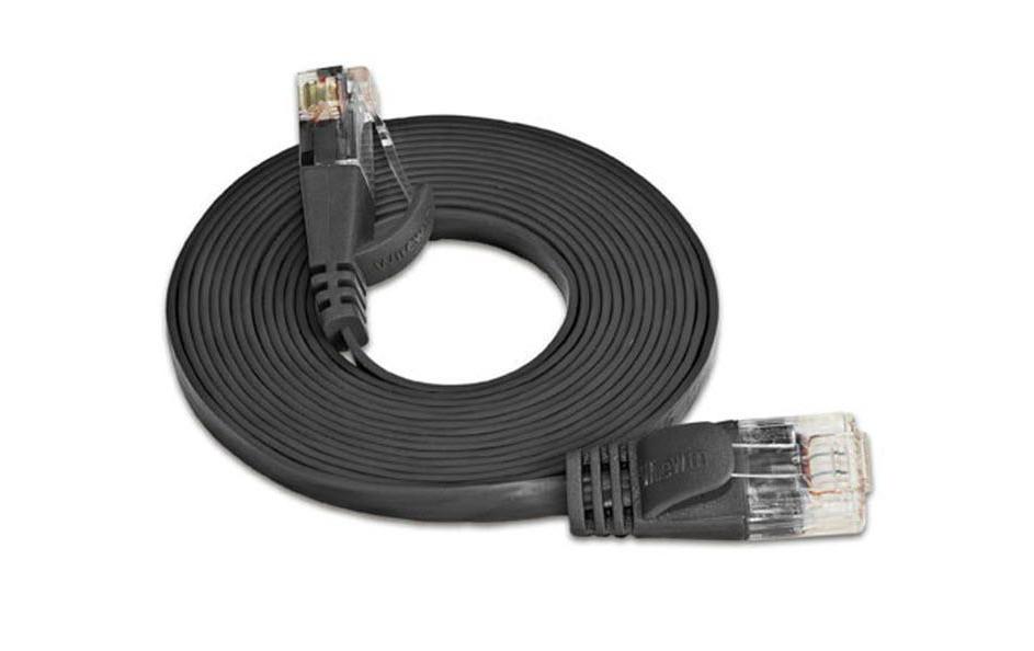 Slimpatchkabel RJ-45 - RJ-45, Cat 6, STP, 25 m, SchwarzGeschirmtes Twisted-Pair-Kabel (STP) mit Klinkenschutz