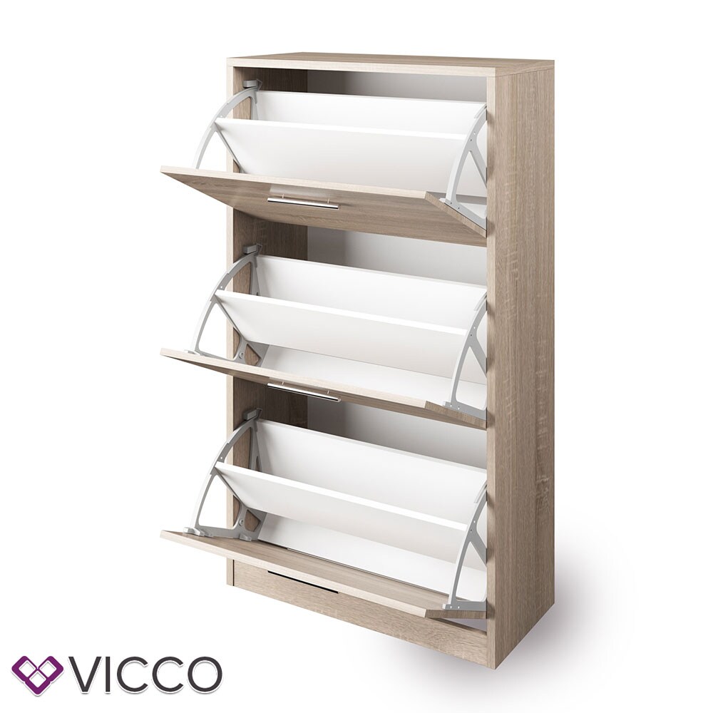 Vicco Schuhschrank Gizmo Schuhkipper Schuhregal Regal 3 Fächer Sonoma
