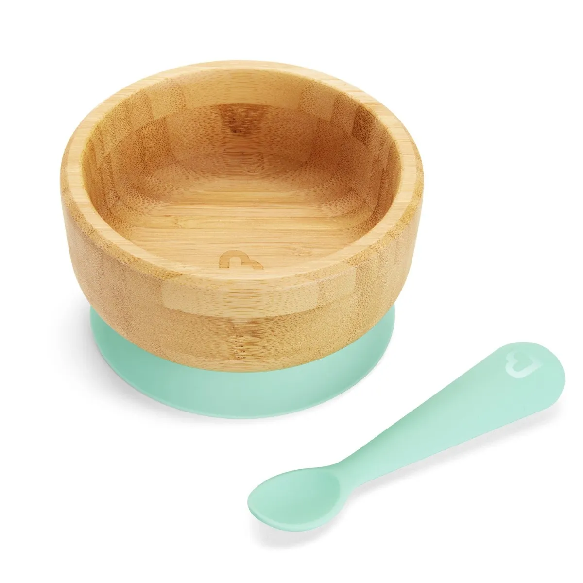 Munchkin Ensemble Bol à Ventouse, Cuillère, Assiette et Verre en Bambou