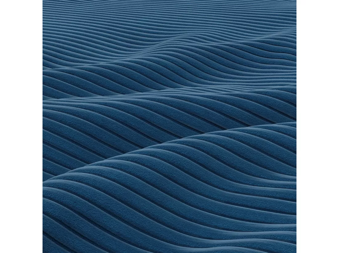 Canapé d'angle en U avec fonction sommeil, 2 méridiennes, Cord - Bleu foncé