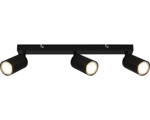 Plafondspot, 3-lichts, L 53 cm, zwart