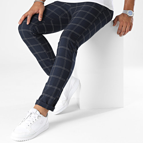 Pantalon A Carreaux Bleu Marine