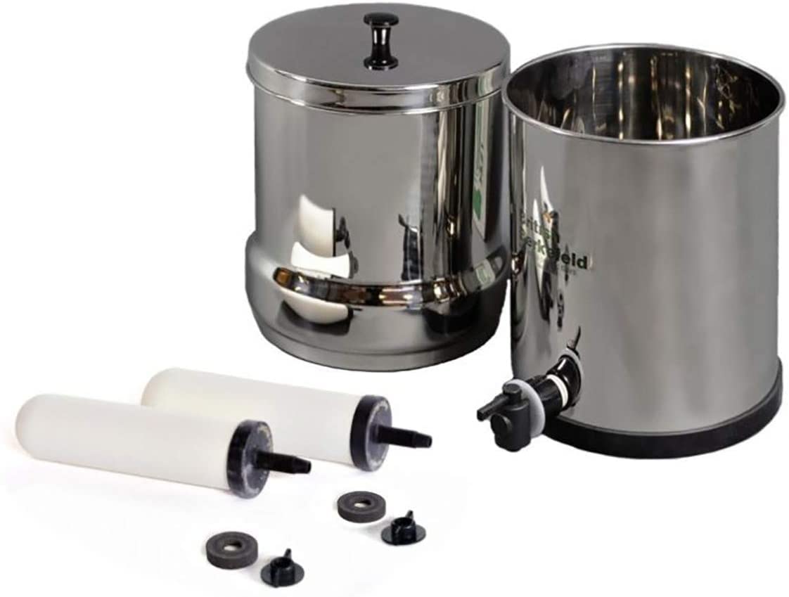 British Berkefeld Edelstahl Trinkwasser Gravity Filter Gehäuse mit 2 x British Berkefeld Keramik ATC Super Sterasyl Wasserfilter Kartusche Kerzen ¦ W9361136