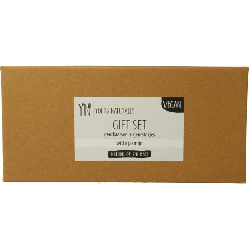 yours naturally Giftset 2 Geurkaarsen & 1x Geurstokjes Witte Jasmijn 1 Set