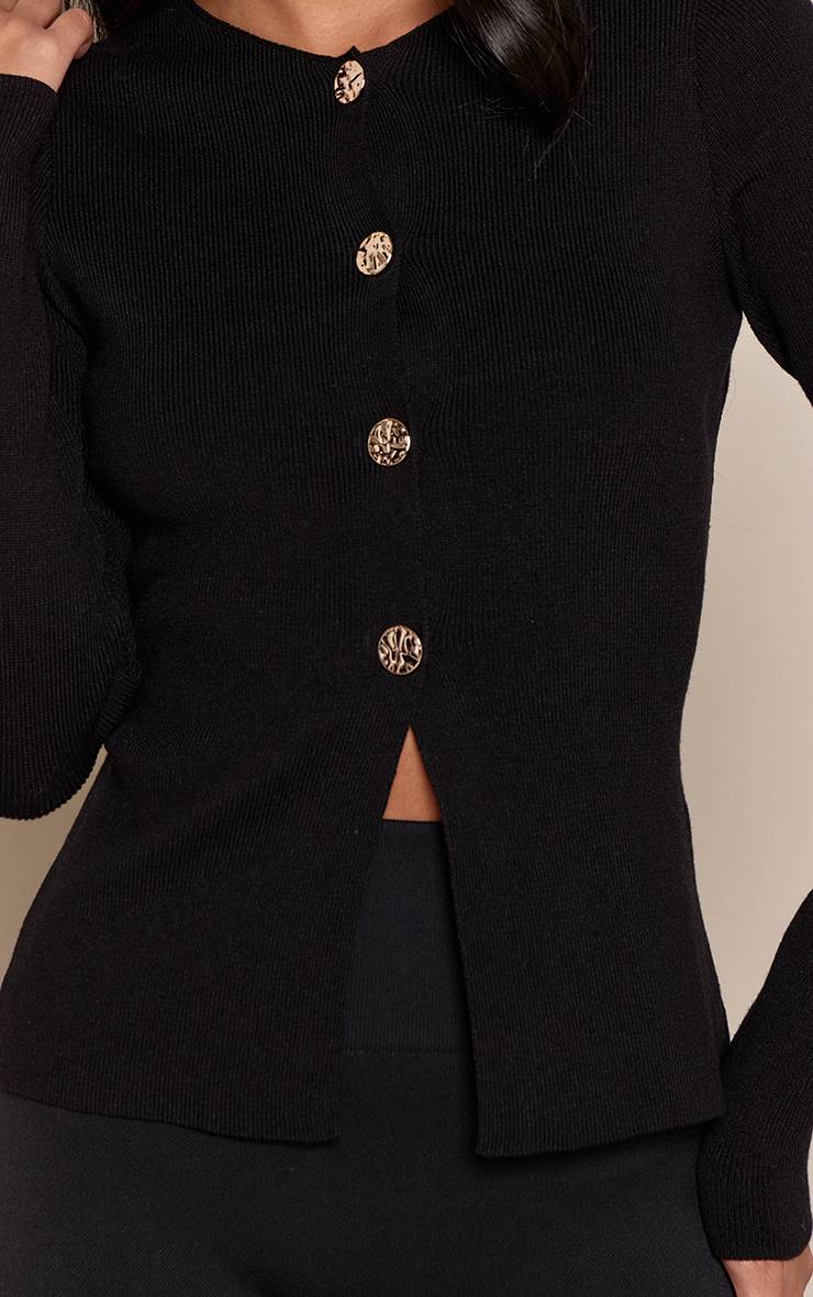 Noir Gilet Péplum En Maille Compacte