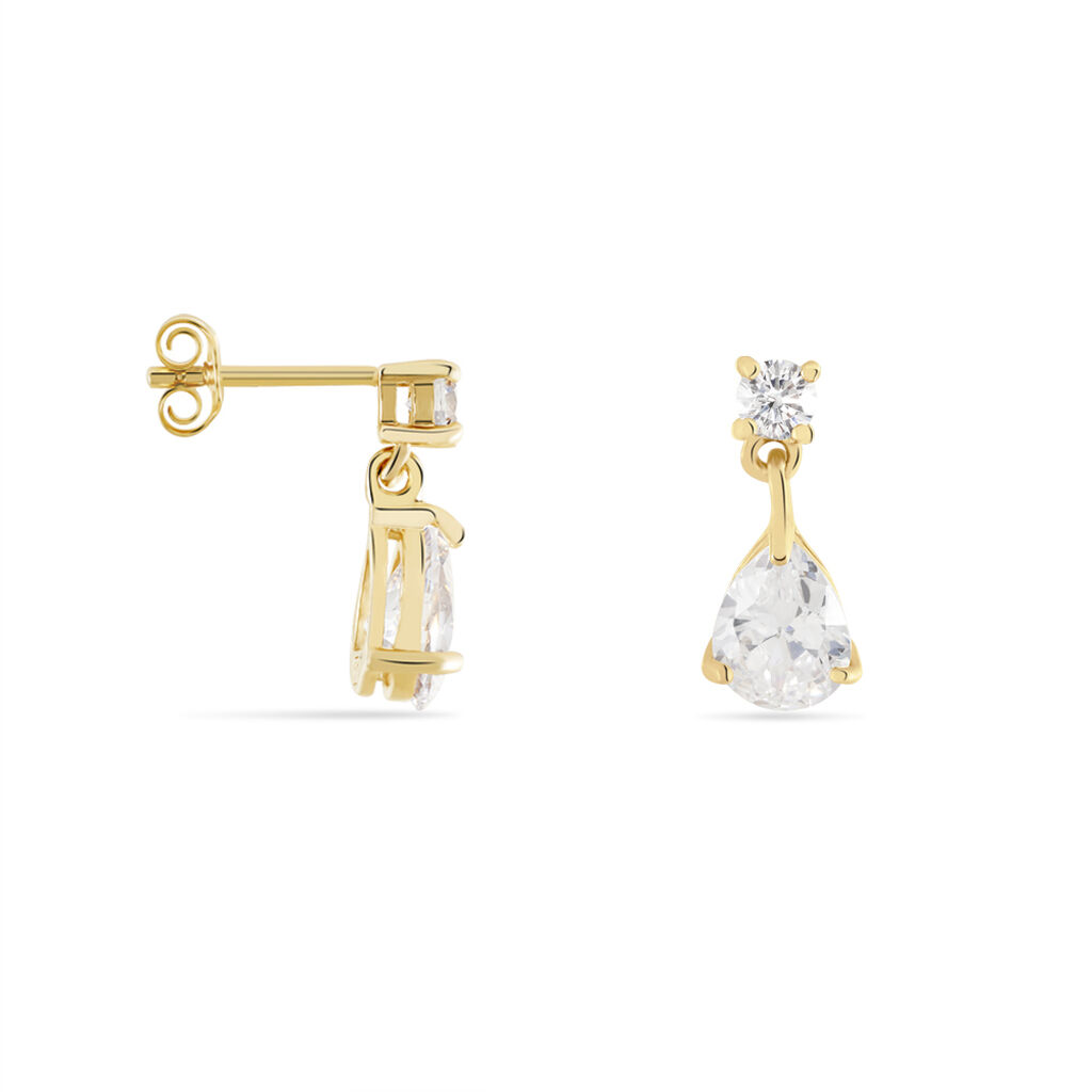 Boucles D'oreilles Pendantes Naellya Plaqué Or Oxyde De Zirconium