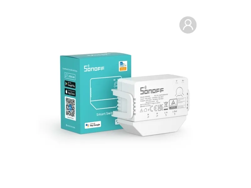 Sonoff MINIR3, Intelligent kontakt, Hvid, 100 - 240 V, 50 - 60 Hz, 16 A, 3500 W