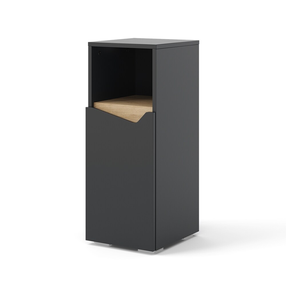 Vicco Midischrank Marelle Anthrazit Eiche 30 x 74,5 cm mit Tür und offenem Fach