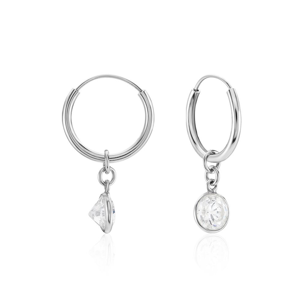 Créoles Argent Blanc Lehunnus Oxyde De Zirconium