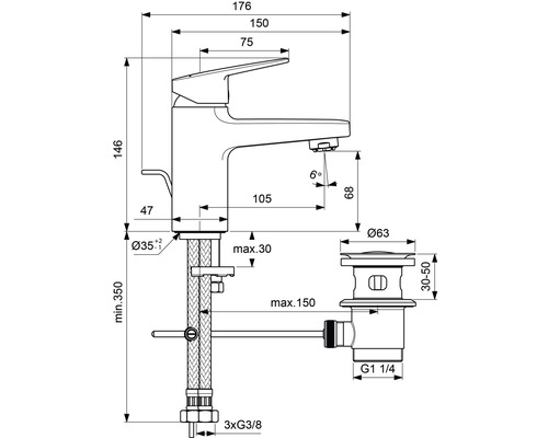 Ideal Standard lagedrukkraan CERAPLAN chroom BD217AA