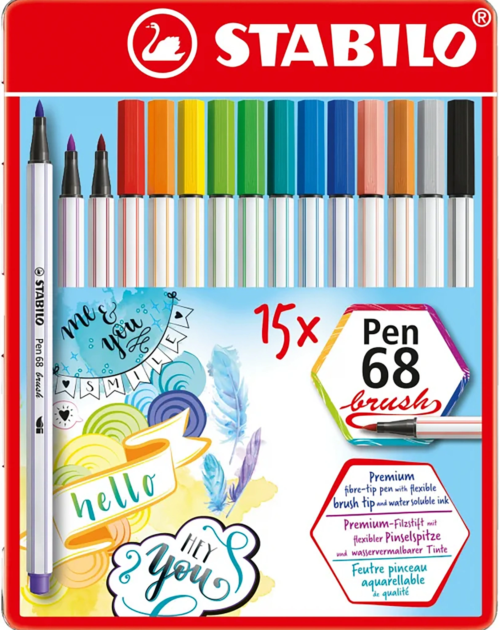 Filzstift STABILO® Pen 68 BRUSH 15er im Metalletui