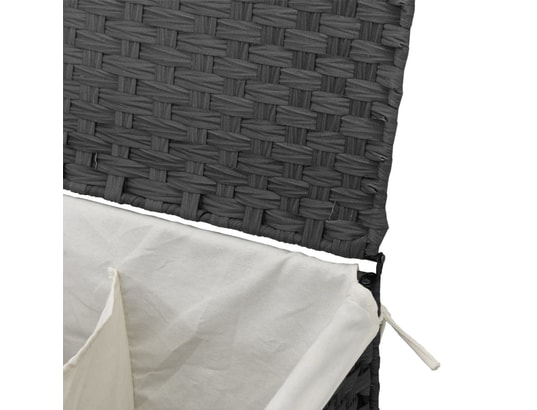 VIDAXL - Panier à linge avec 2 sections gris 53x35x57 cm résine tress...