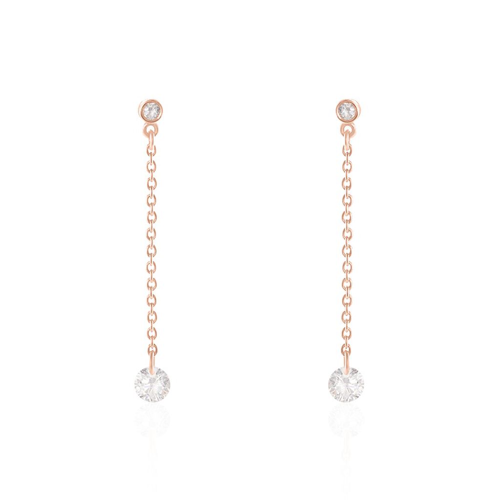 Boucles D'oreilles Pendantes Constantin Argent Rose Oxyde De Zirconium