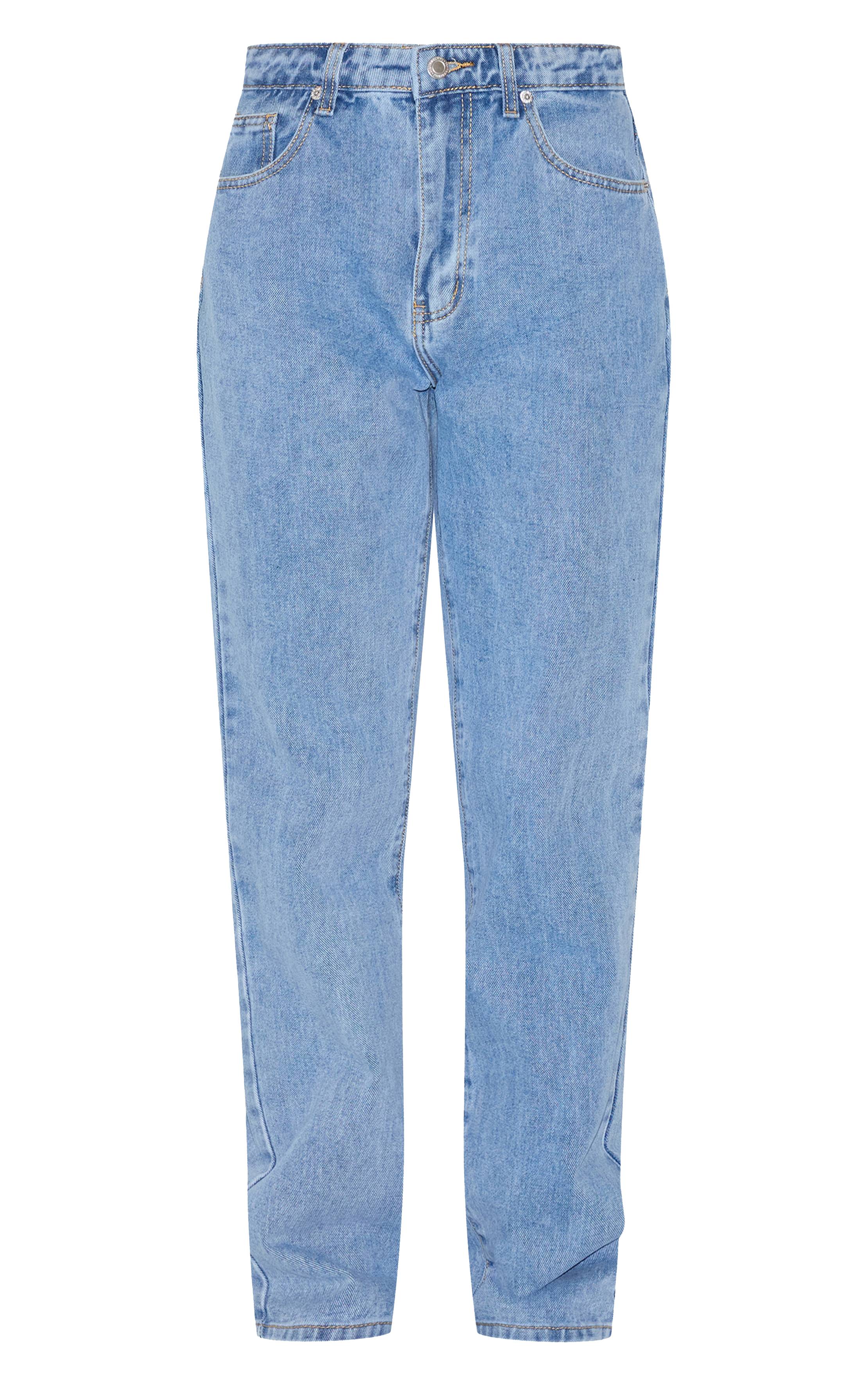 Mid Blue Wash Prettylittlething Jean Droit Taille Haute