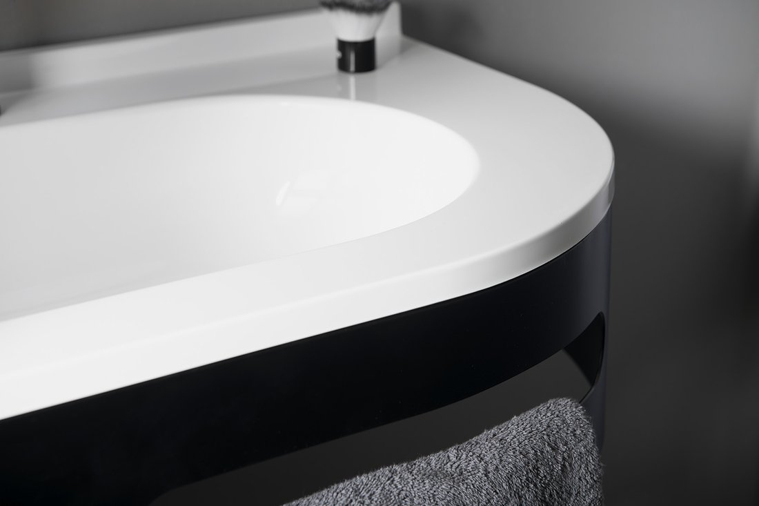 Sapho Pulse wastafel mineraalmarmer links 75x45cm