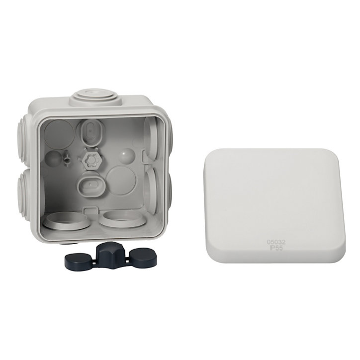 Lot de 5 boîtes de dérivation carrée extérieure avec 7 passe-câbles et système de verrouillage 65 x 65 x 45 mm IP55 Schneider Electric Mureva gris