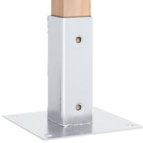 vidaXL Stolpebunner firkantet 4 stk sølv 46x46 mm galvanisert stål