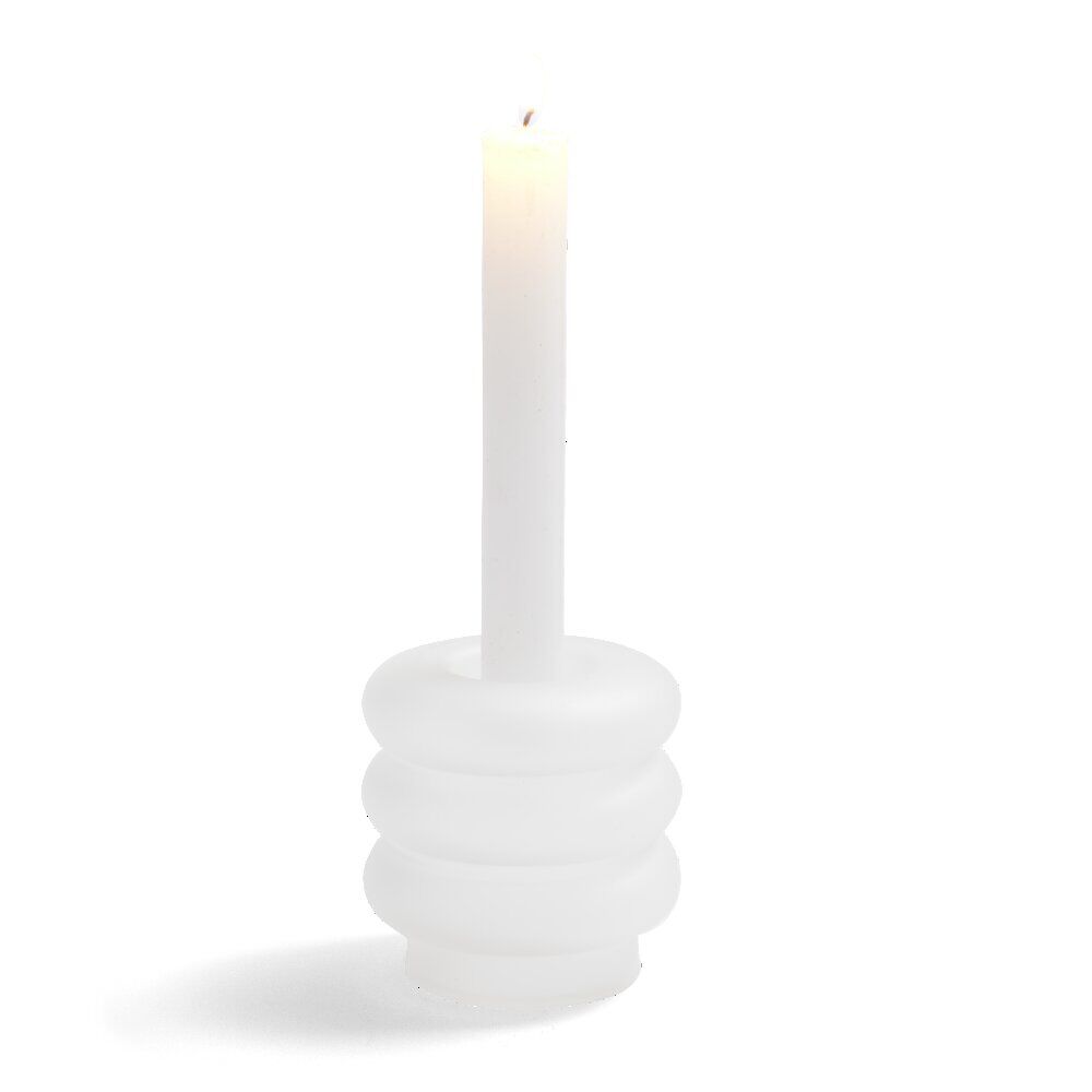 Bougeoir anneau blanc Ø9xH8,5cm