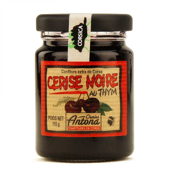 Confiture extra de cerise noire au thym de Corse