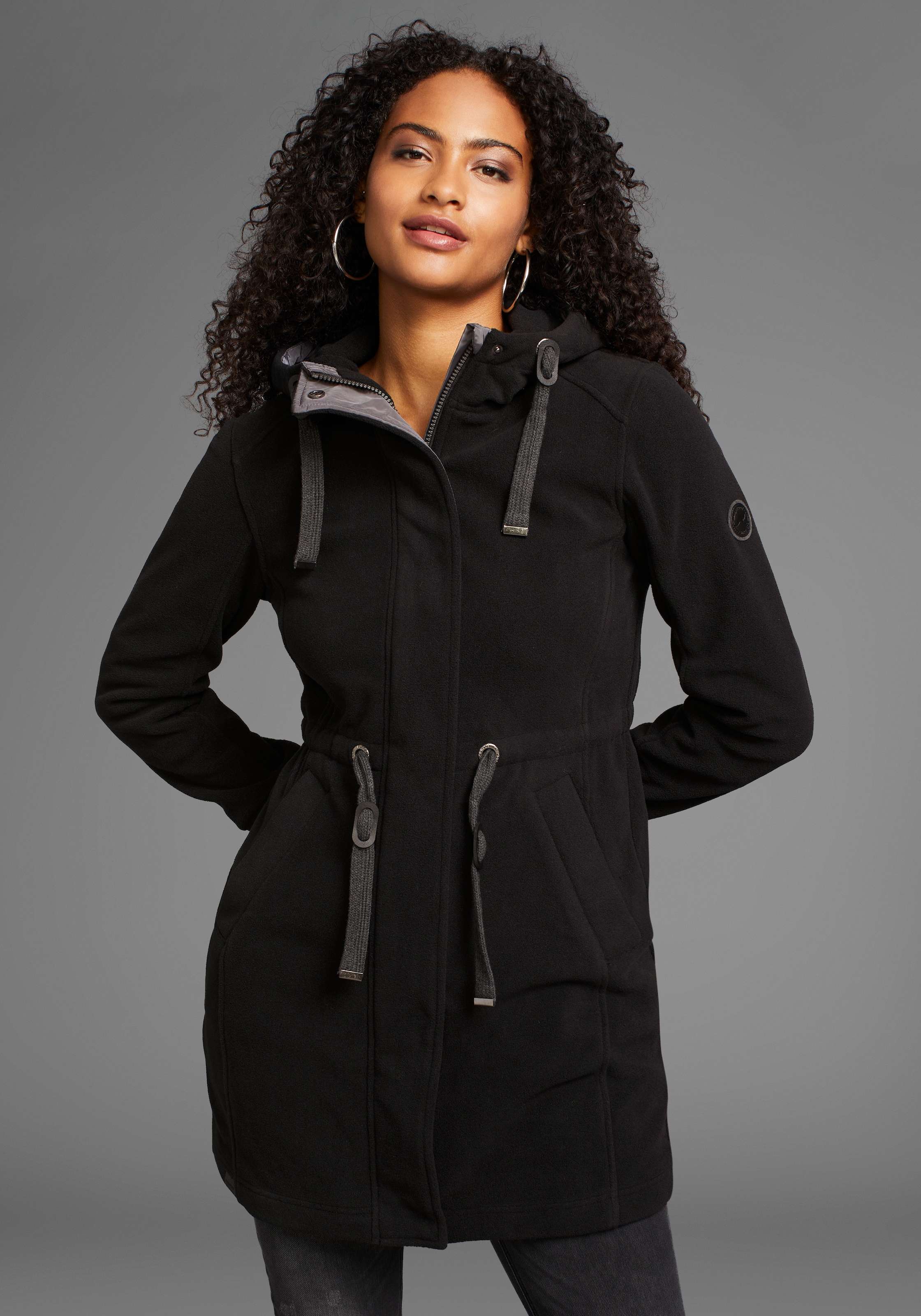 KangaROOS Fleecejacke mit Kapuze mit Kapuze,  aus Fleece,  mit Kordelzug,  mit 2-Wege-Reissverschluss