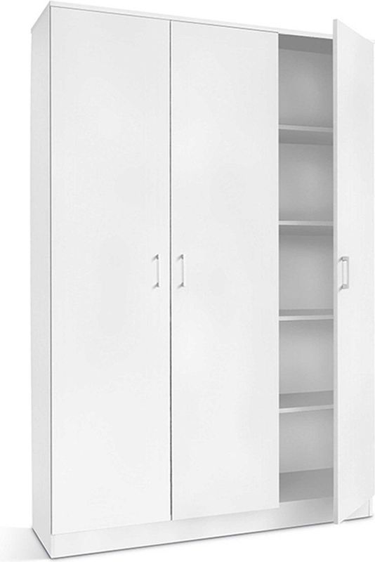 Ray - Opbergkast - Wit - Spaanplaat - 3 Deuren - 4 Legplanken