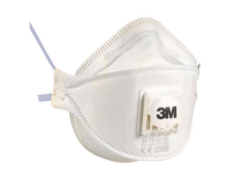3M Atemschutzmaske Aura 9322  FFP2, 10 Stück Feinstaubmaske für Hand- und Maschinenschleifen, FFP2 - Faltmaske mit Ventil