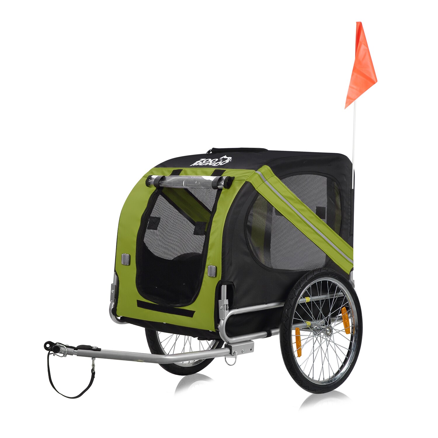 zoomundo Hundeanhänger Fahrradanhänger für Hunde - in Grün/Schwarz - Silver Frame