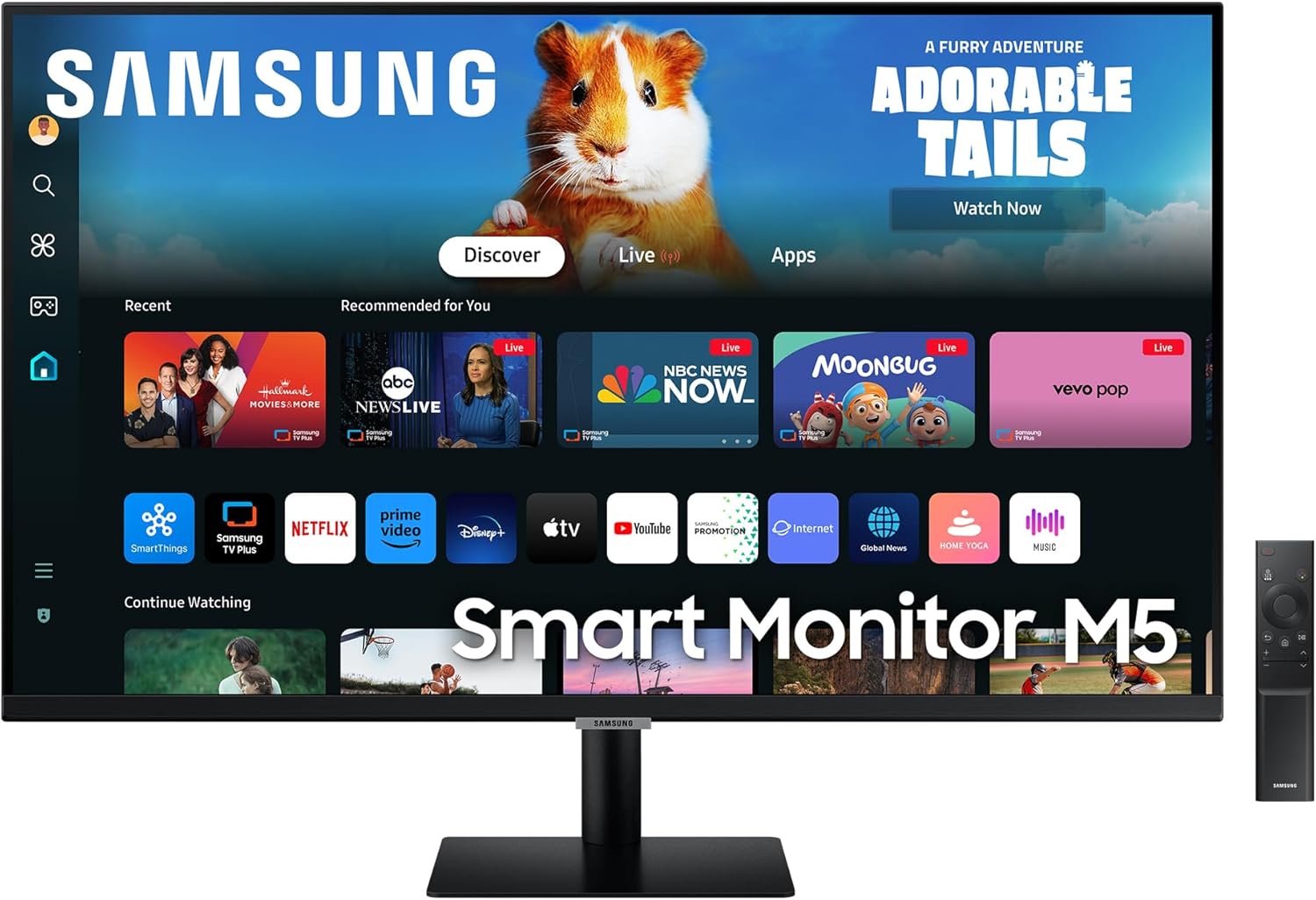 Smart Monitor M5 Noir - 27'' - Dalle VA, FHD (1920 x 1080), 60Hz, 4ms, Inclinable, 2 x HDMI (1.4), 2 x USB-A, Smart TV, Gaming Hub, LS27DM502EUXEN
