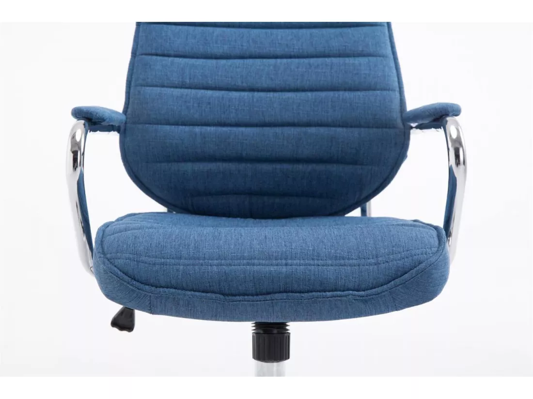 Chaise de bureau - Tissu & Métal chromé - Bleu - Rako
