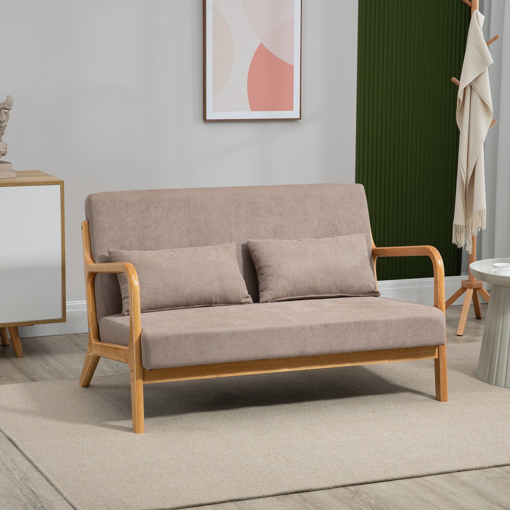 HOMCOM 2-Sitzer Sofa mit Rückenkissen grau 122L x 71B x 76H cm
