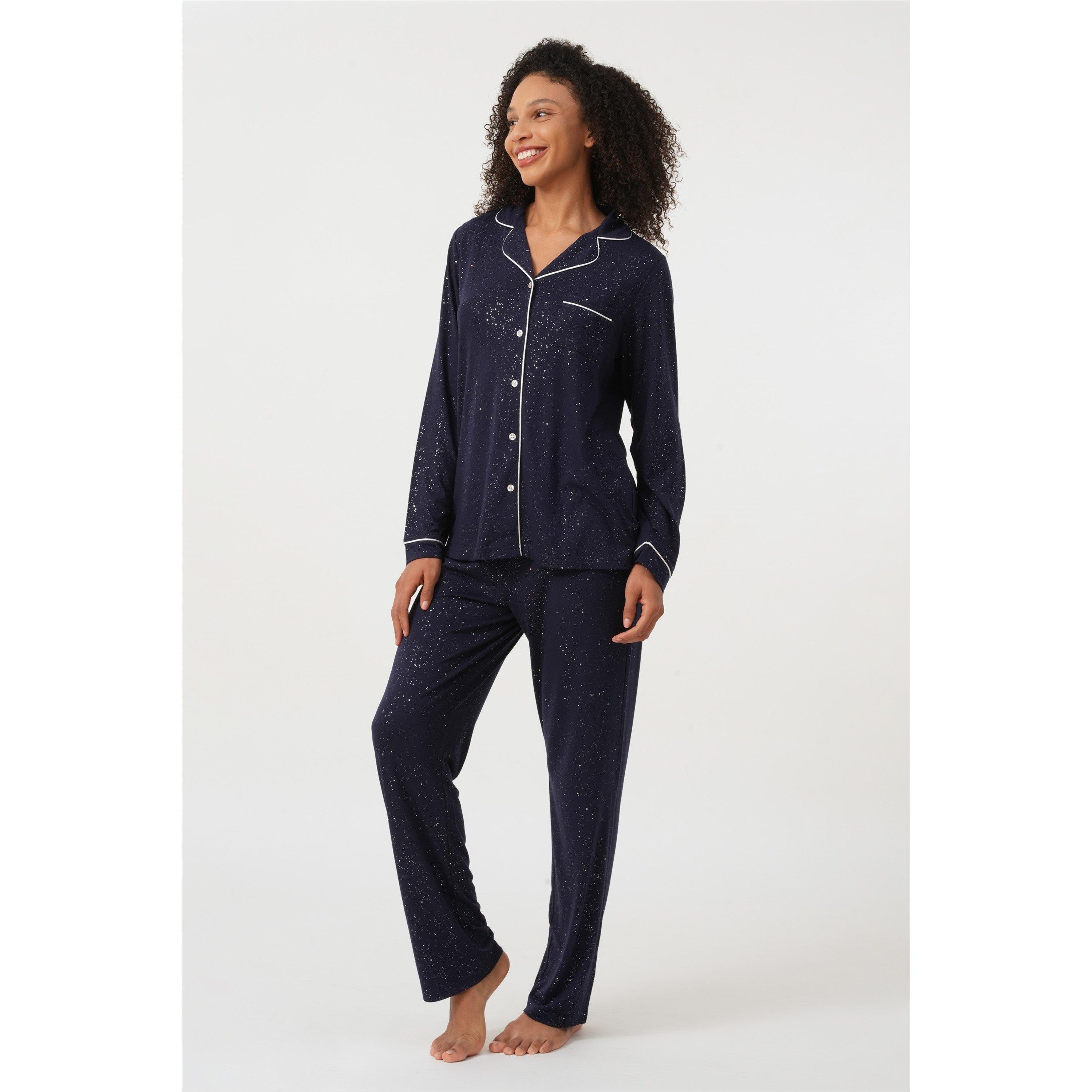 Linea Ladies Sparkle Button Through Pyjama Set