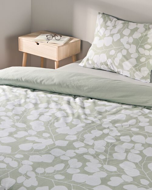 housse de couette en coton doux 140x200/220 feuilles vertes