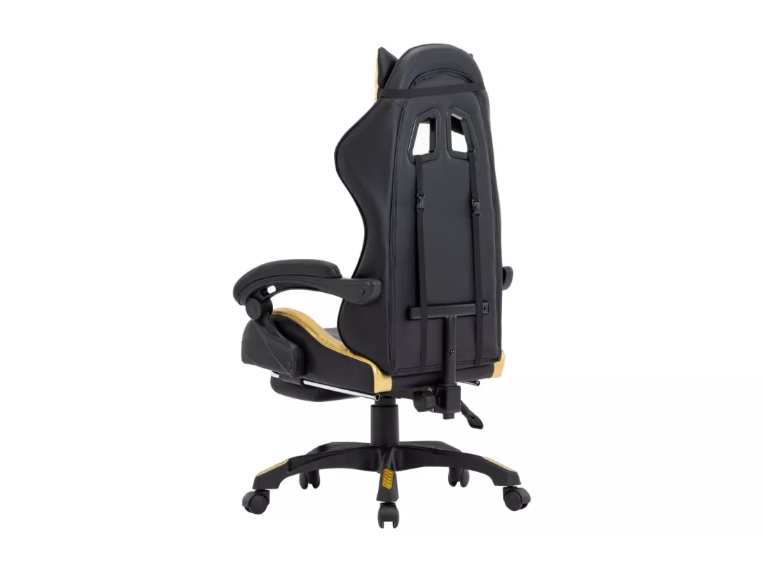 Fauteuil de jeux vidéo avec repose-pied Doré et noir Similicuir
