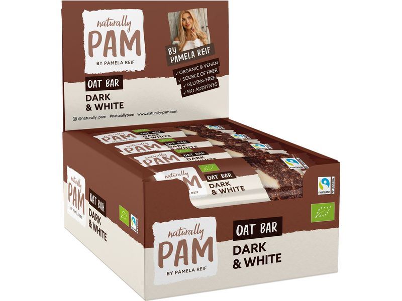 Naturally Pam Riegel Bio Oat Bar – Dark and White 12 x 40 g Biologisch zertifizierter Haferflockenriegel von Pamela Reif