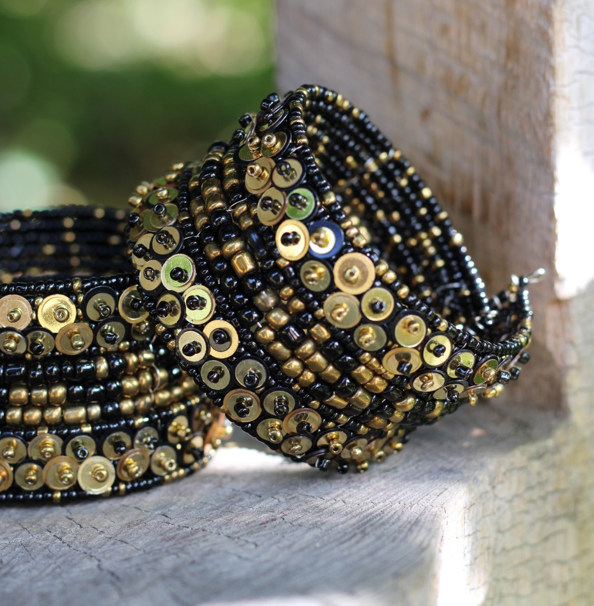 Armreif 'Squin', schwarz, gold, Ø 8 cm, H 7 cm günstig bestellen
