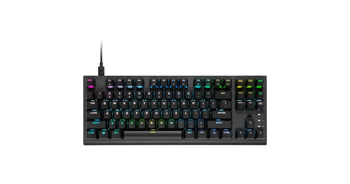 CorsairK60 PRO TKL, gaming toetsenbord  (Zwart, US lay-out, Corsair OPX, RGB leds, Polycarbonaat Keycaps, TKL)