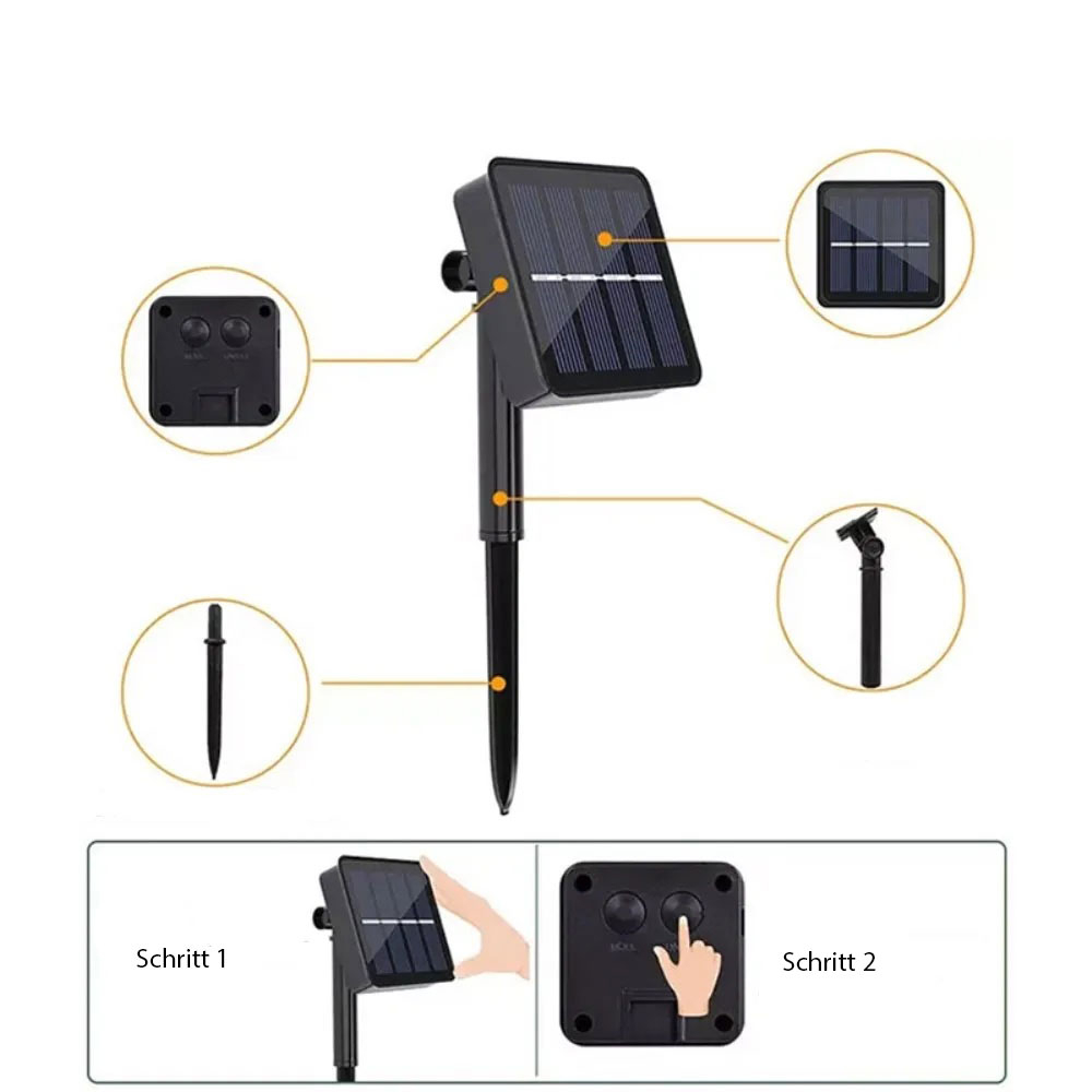 (4.5m) 20 LED's Deko Solar Lichterkette Pusteblumen Outdoor Beleuchtung IP65 - Warmweiss