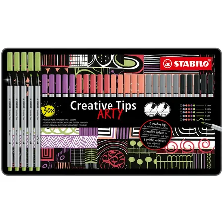 Multi-Liner-Set - STABILO Creative Tips - ARTY - 30er Metalletui - PASTEL - in 6 verschiedenen Farben