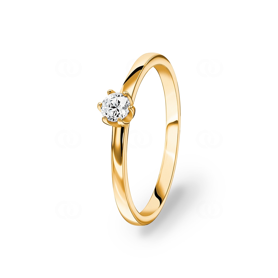 0.15 Karat Diamant Verlobungsring 750/18 K Gelbgold in 6-Griff