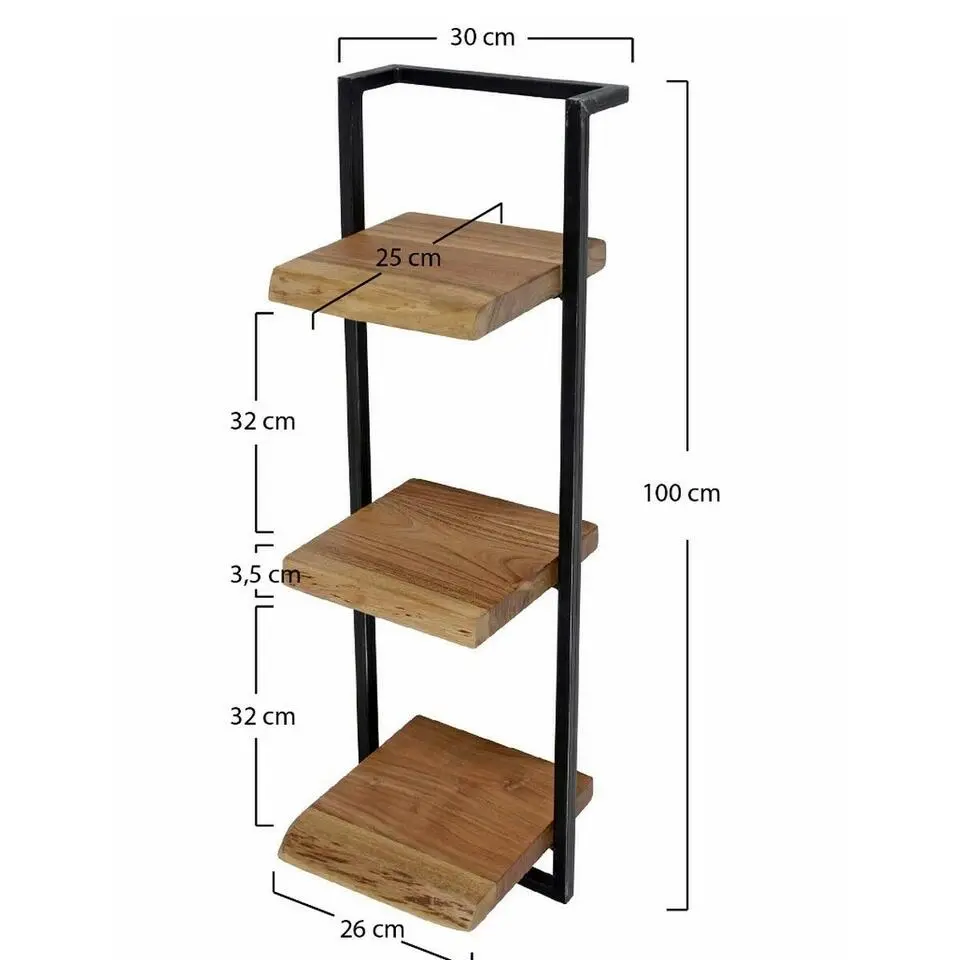 Fraaai - Woody metaal wandplank 30x100 cm