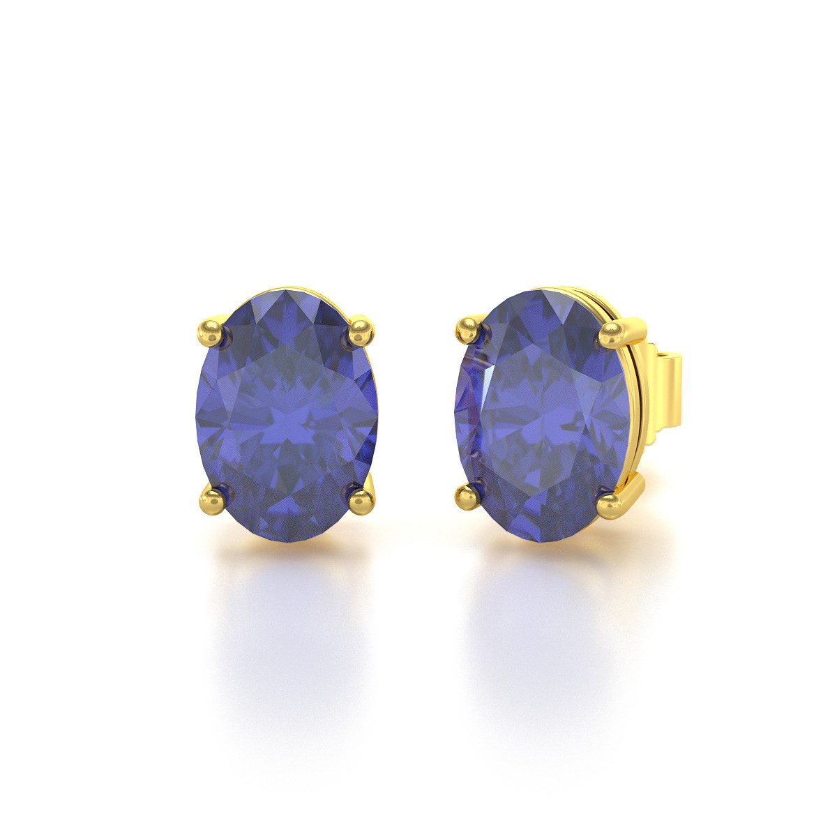 Boucles d'oreilles ADEN Or 585 Jaune et Tanzanite forme Ovale 1.6grs