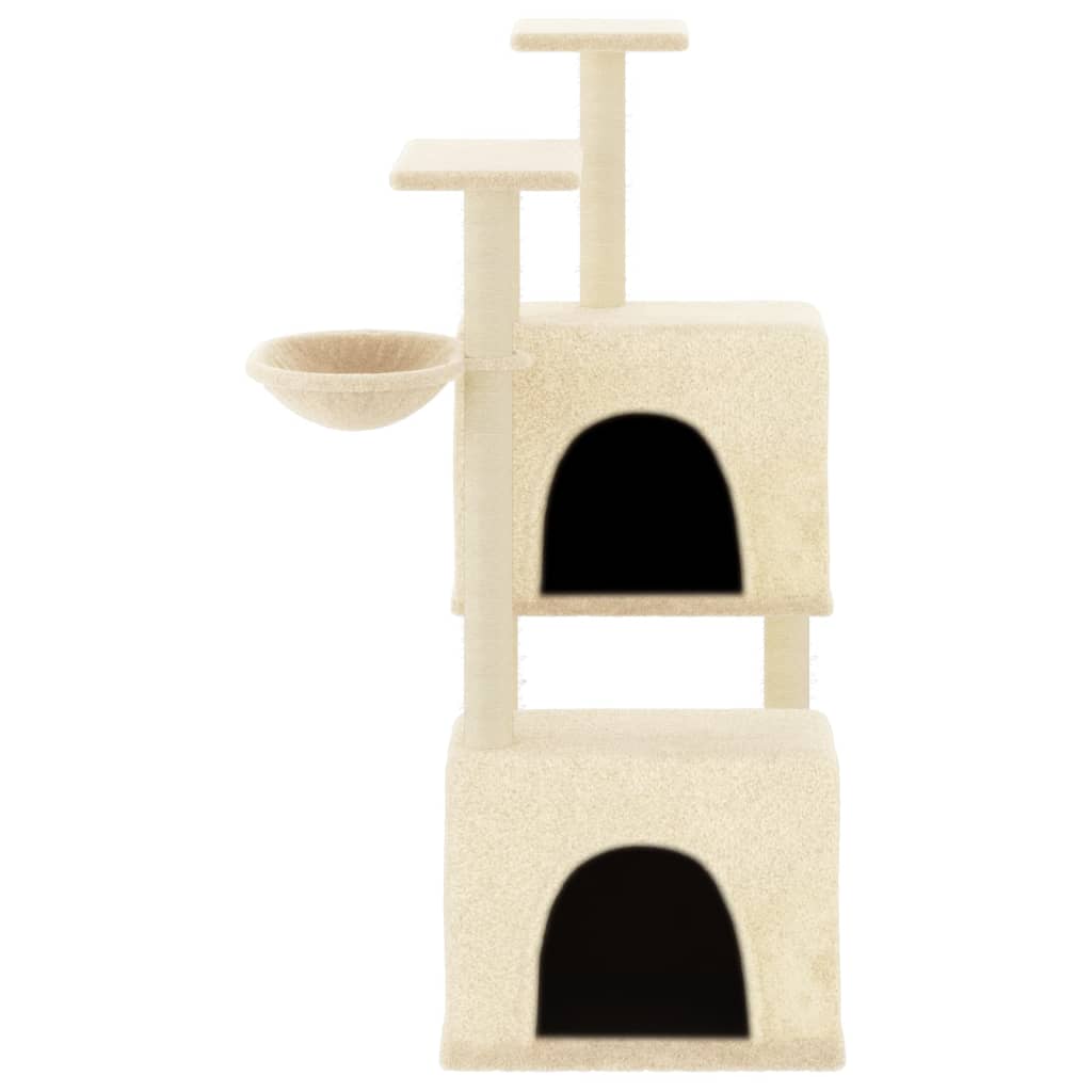 arranhador para gatos vidaXL com postes de sisal, cor creme, 122 cm