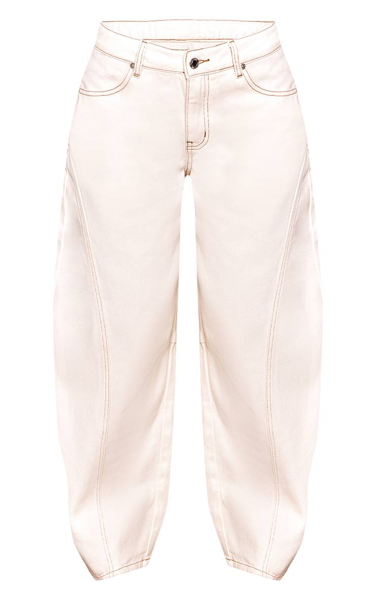 Ecru Jean Barrel Petite Avec Détails De Coutures