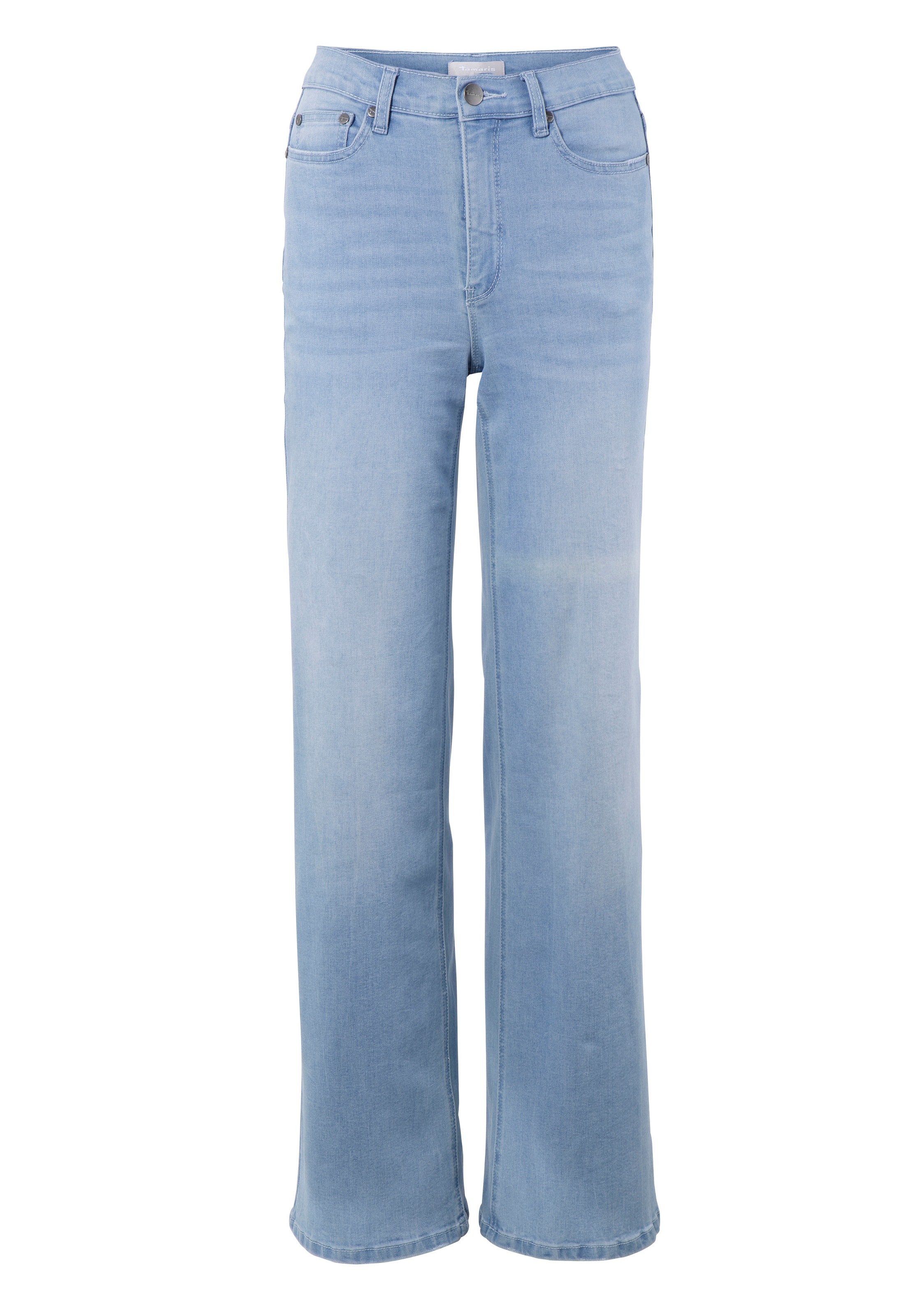Tamaris Weite Jeans , figurbetonte Passform,  mit Eingrifftaschen,  hohe Leibhöhe