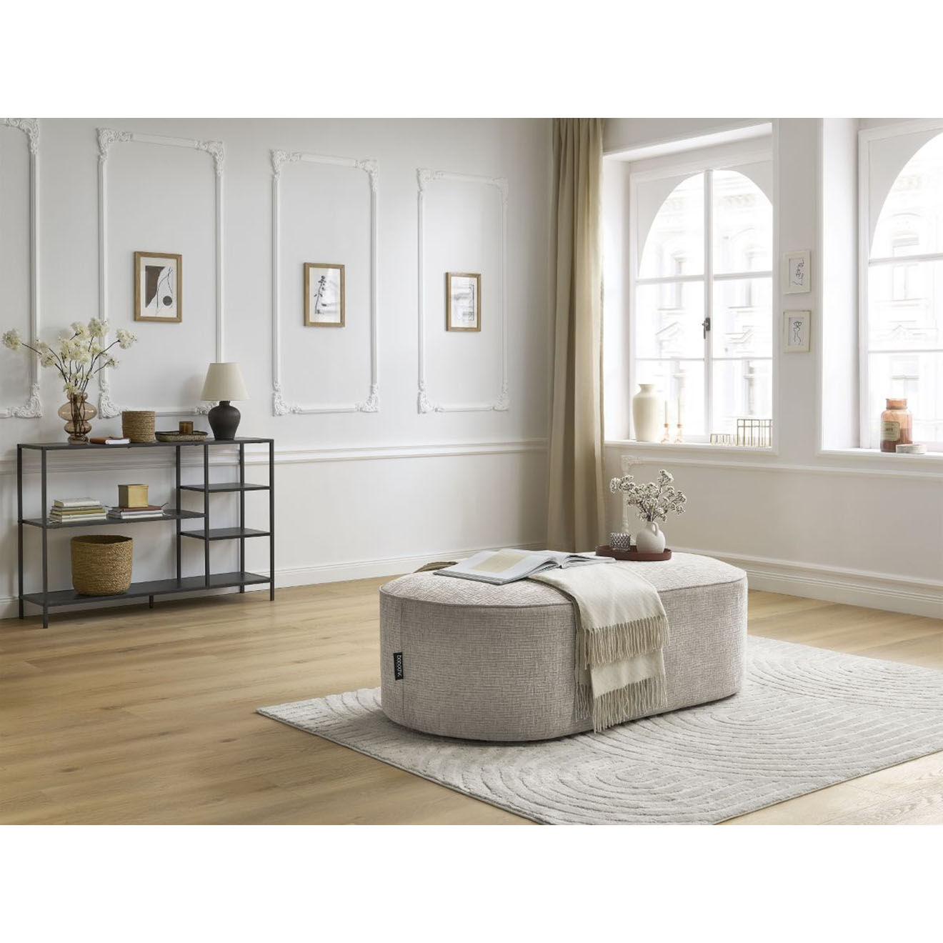 Bobochic Pouf pour canapé modulable Rousseau texturé beige - 140x70x45 cm