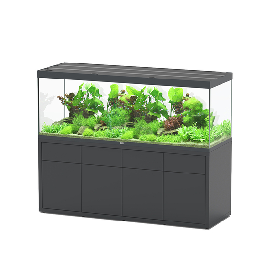 Aquarium et Meuble 4 portes Sublime Led 2.0 Gris L.200x P.70x H.75 cm
