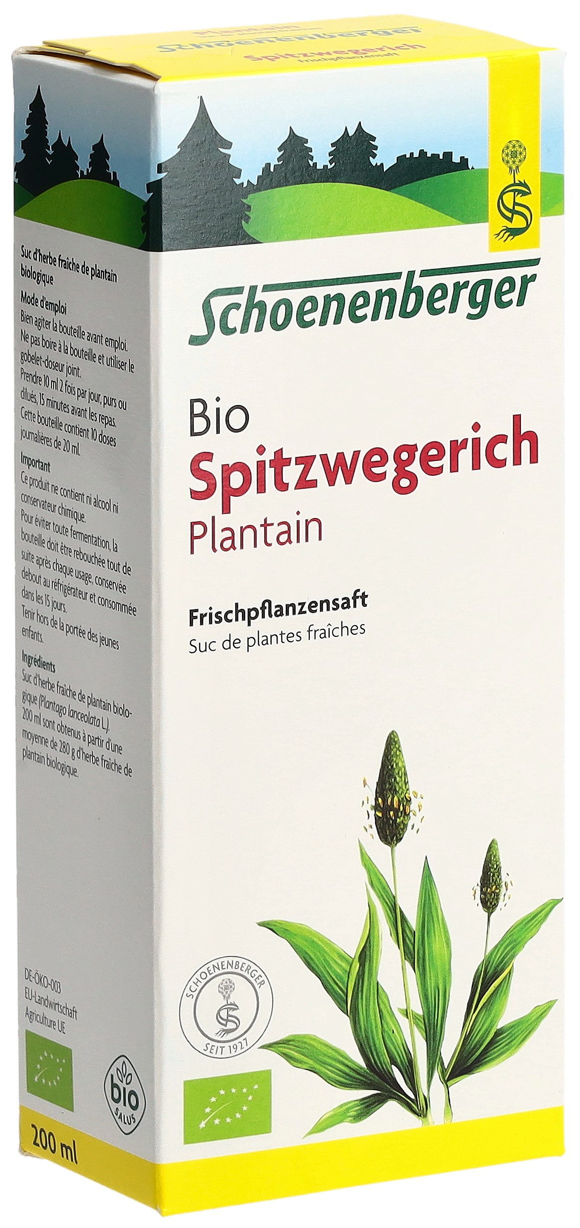 SCHOENENBERGER Spitzwegerich Frischpflanzensaft<br>200 ml, Flasche, Bio