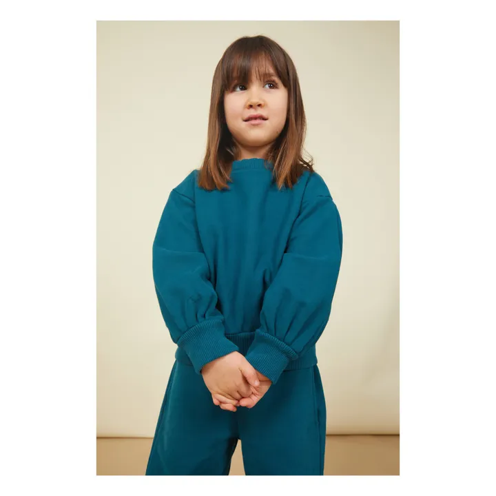 SMALLABLE BASICS Sweat Boxy Fille Molleton Bio | Vert canard